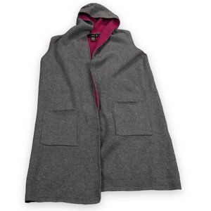 Rain Sweater Womens Medium Gray Plum‎ Open Cardigan Vest Pockets Long Hooded